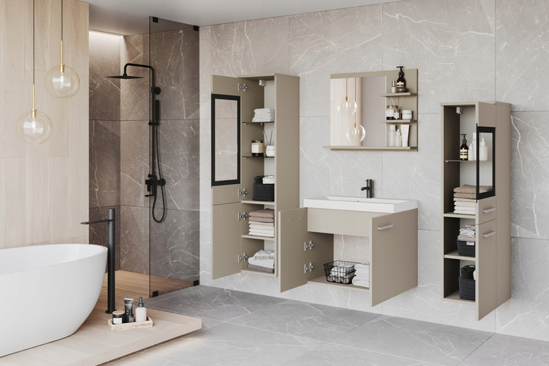 Meble łazienkowe MADRIT I, lustro, umywalka Kaszmirowy Beż