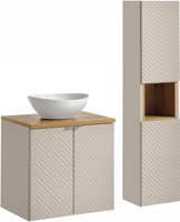 Meble łazienkowe VIVA CASHMERE 60, Umywalka nablatowa, Kaszmir/Dąb Evoke