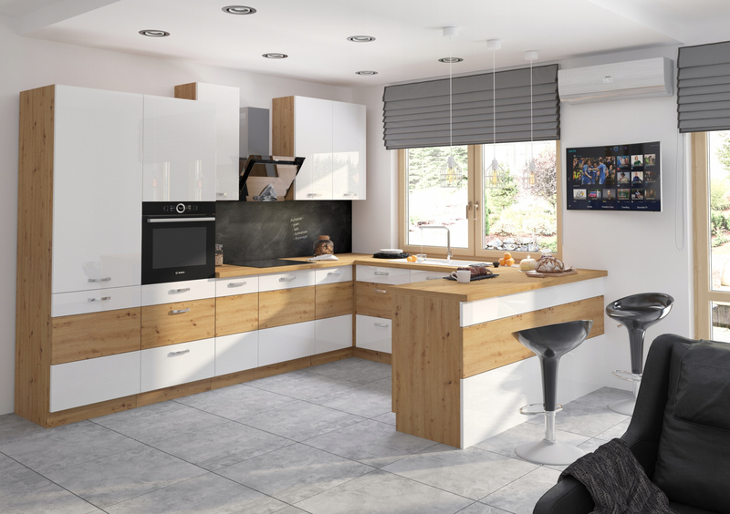Szafka kuchenna ARTISAN 60 DKS-210 3S 1F KREM POŁYSK / DĄB ARTISAN