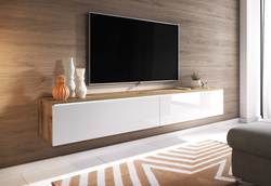 Szafka RTV Lowboard D 180cm DĄB WOTAN / BIAŁY POŁYSK