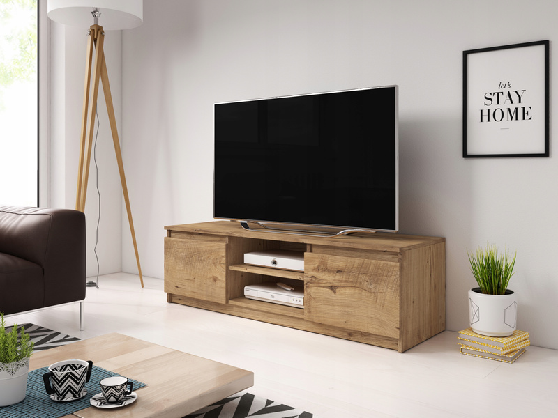Szafka pod telewizor komoda RTV DINGO 120cm BIAŁY / DĄB SONOMA