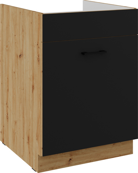 Szafka kuchenna dolna MODENA 60 ZL 1S BB CZARNY MAT/DĄB ARTISAN