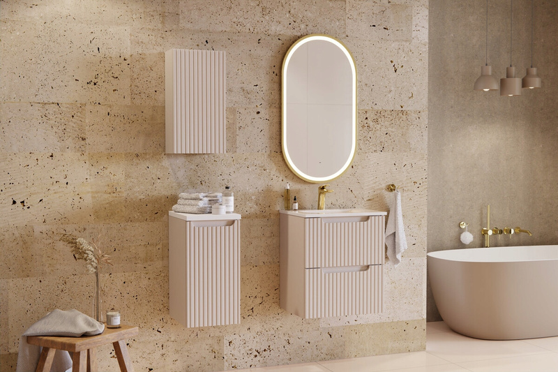 Lustro łazienkowe LED w ramie, Meble łazienkowe APOLLO Złoty