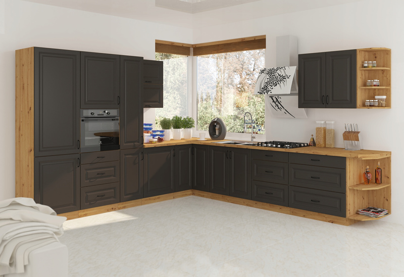 Szafka kuchenna górna STILO 60x60 GN-72 (90°) 2F GRAFIT MAT/DĄB ARTISAN