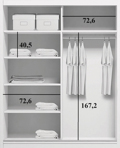 Szafa przesuwna A2 150 / 215 / 62 lustro, różne kolory i rozmiary