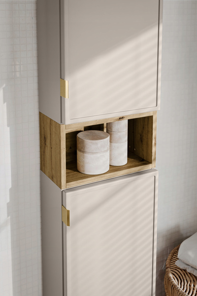 Zestaw meblowy boczny 35cm, Meble łazienkowe BELLA Kaszmir / Dąb Artisan