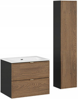 Zestaw mebli 60cm umywalka słupek Meble łazienkowe TALIA Dąb Casella/Czarny