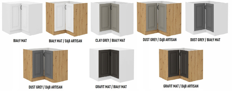 Szafa kuchenna dolna narożna STILO 90x90 DN 2F BB DUSTGREY/DĄB ARTISAN
