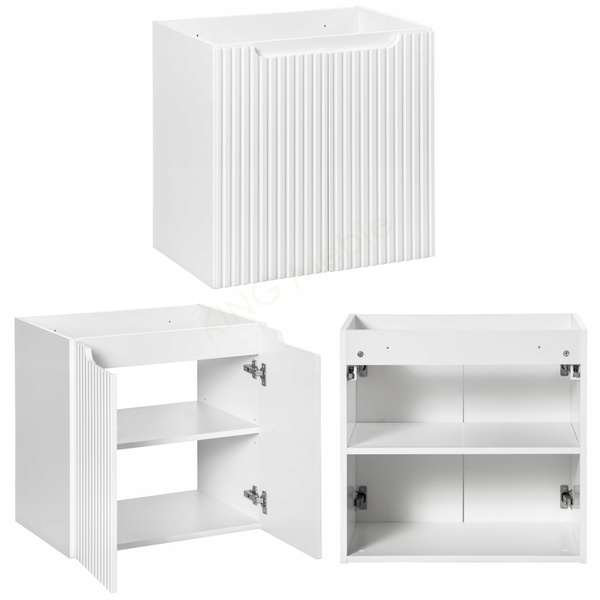 Meble łazienkowe NOVA WHITE 140, 2x umywalka nablatowa, Biały/Dąb, 3 KOLORY