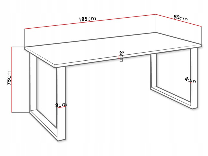 Stół loftowy do jadalni IMPERIAL 185x90 BIAŁY