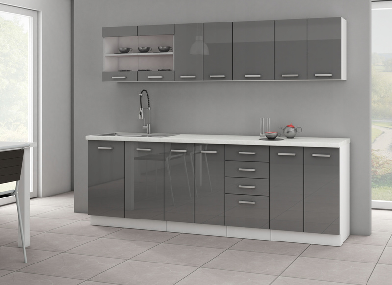 Szafka kuchenna SONIA 60 DK-202 2F SZARY POŁYSK/BIAŁY