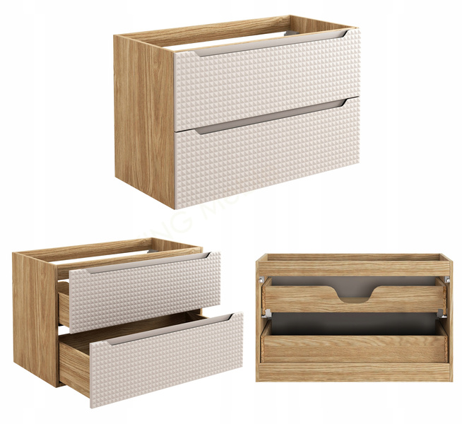 Meble łazienkowe LUXOR BEIGE 90-2, Umywalka nablatowa, Beż, 2 KOLORY