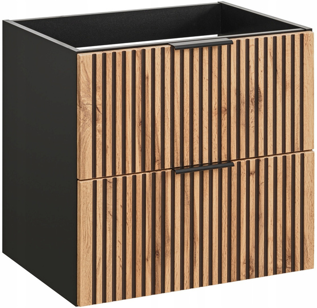 Szafka łazienkowa 60cm, szuflady, Meble łazienkowe XILO Dąb Wotan / Szary