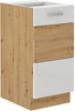 Meble Kuchenne ARTISAN 120x230 cm, BIAŁY POŁYSK, DĄB ARTISAN