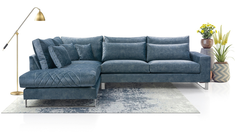 Duży Nowoczesny Narożnik do salonu CORNELIA 314 cm, Sprężyny, Rogówka