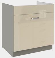 Szafka kuchenna dolna KARMEN 80 ZL 1S BB KREM POŁYSK / SZARY PLATYNOWY
