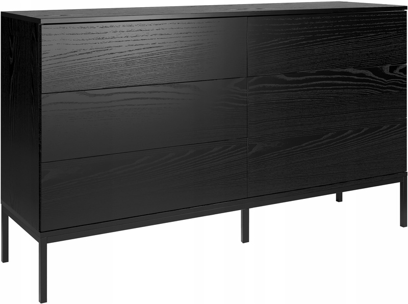 Komoda INDUST 150cm, 6 szuflad, metalowe nogi CZARNY