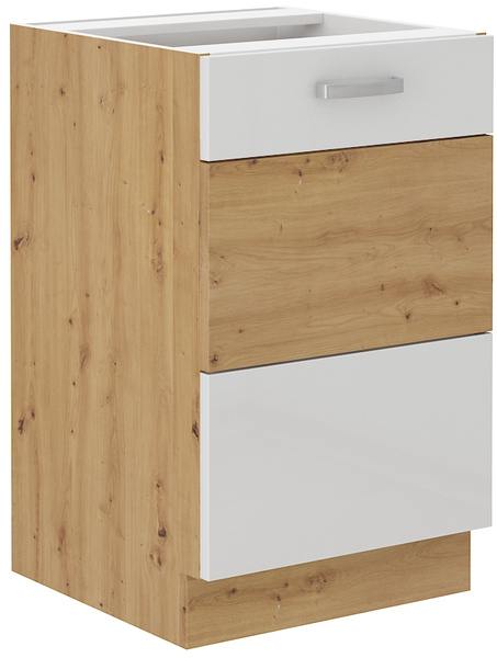 Meble Kuchenne ARTISAN 150 cm, BIAŁY POŁYSK, DĄB ARTISAN