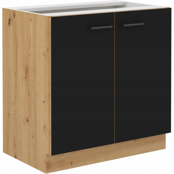Szafka kuchenna dolna MODENA 80 D 2F BB CZARNY MAT/DĄB ARTISAN