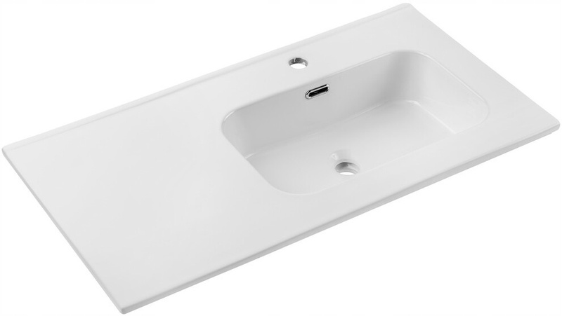 Umywalka meblowa jednokomorowa GO 100cm z blatem ceramicznym Biały Połysk