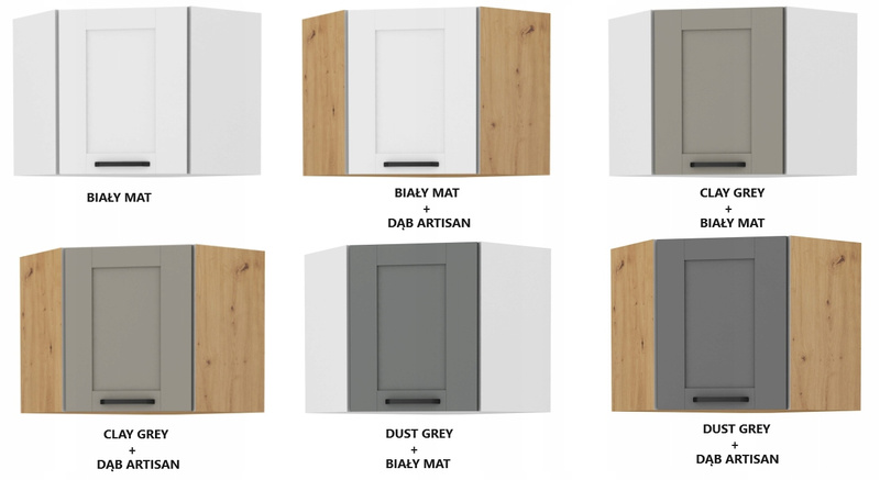 Szafka kuchenna górna LUNA 60x60 GN-72 (45°) 1F DUSTGREY / DĄB ARTISAN