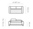 Sofa z funkcją spania GANDI C 227 cm, System włoski, Zagłówki