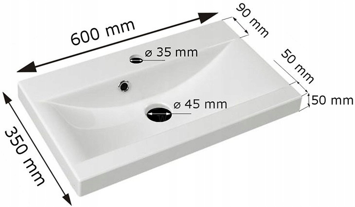 Meble łazienkowe ALBA BIAŁY / BIAŁY POŁYSK, umywalka, lustro