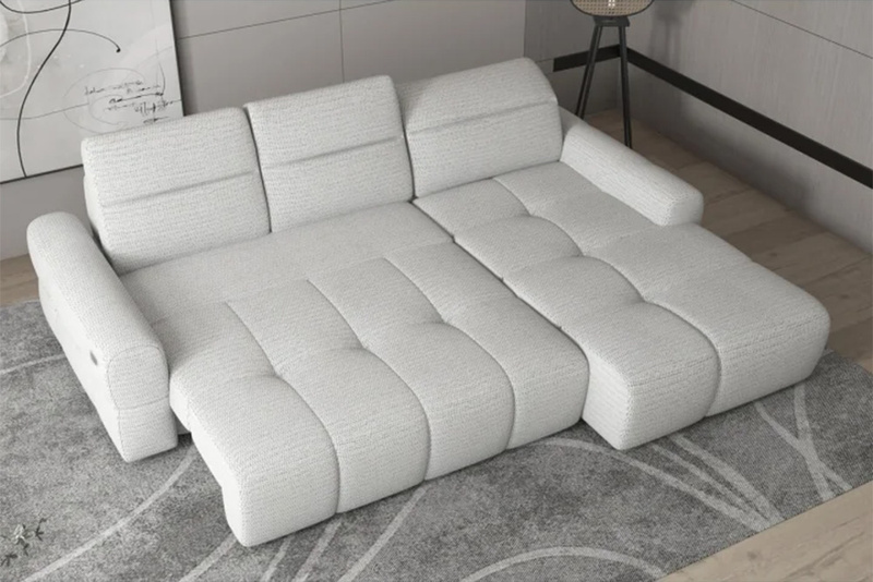 Narożnik z funkcją spania MATEO S 273 cm, Elektryczny wysuw siedziska, Pojemnik, Zagłówki