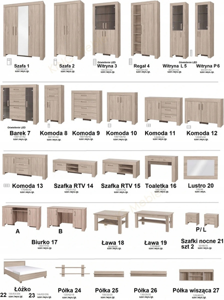 Komoda CEZAR 11, Komoda 120cm, Dąb Sonoma