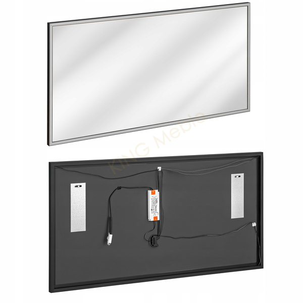 Meble łazienkowe ADEL BLACK 120, Umywalka dwukomorowa, Syfon, Lustro LED