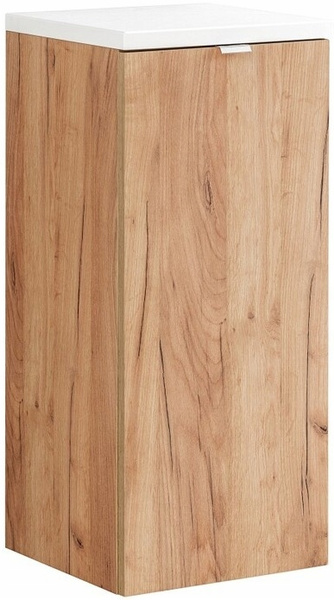 Szafka łazienkowa 35cm, Meble łazienkowe CAPRI Biały Połysk/Dąb Craft Złoty