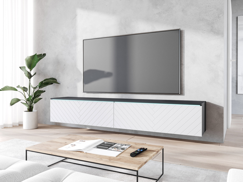 Szafka RTV Lowboard D 180cm BIAŁY / JODEŁKA MDF