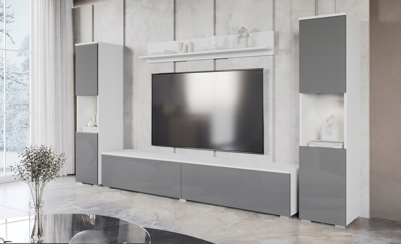 Komoda PARIS 110 Biały / Szary Połysk