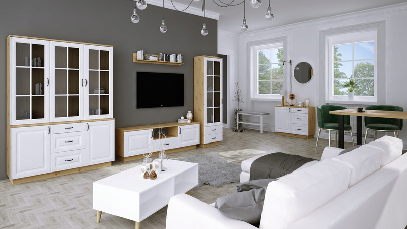 Komoda FLAWIA 100 1D3S Dąb Artisan / Biały