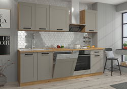 Meble kuchenne zestaw LUNA CLAY GREY / DĄB ARTISAN kuchnia szafki 250cm