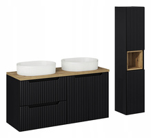 Meble łazienkowe NOVA BLACK 120, 2x umywalka nablatowa, Czarny, 3 KOLORY