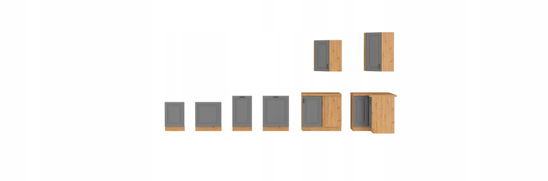 Meble kuchenne STILO DUSTGREY/DĄB ARTISAN zestaw narożny kuchnia szafki