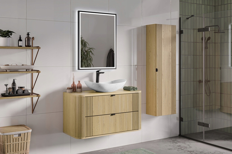 Blat łazienkowy 100cm, Meble łazienkowe OVALIA DĄB CREMONA