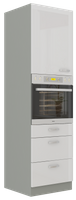 Szafka kuchenna wysoka, słupek pod zabudowę piekarnika 60 DPS-210 3S 1F BB BIAŁY POŁYSK, SZARY PLATYNOWY, Meble Kuchenne BIANCA