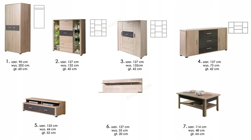 Półka wisząca FILL 6, Półka 127cm, Meble do Salonu FILL, Dąb Sonoma