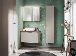 Meble łazienkowe SANTA FE TAUPE 80, Umywalka, Szafka z Lustrem, LED, Taupe