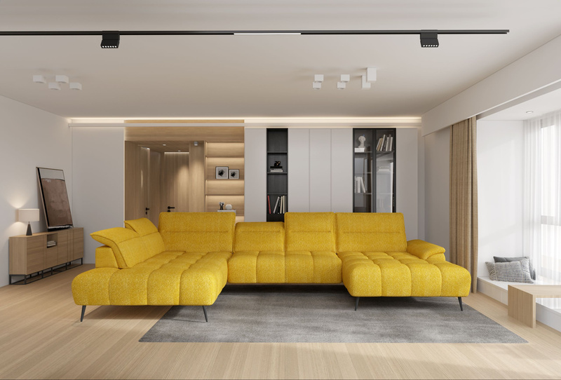 Narożnik MONTANA XL 389 cm, Elektryczny wysuw siedziska, Zagłówki