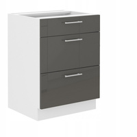 Szafka kuchenna dolna LARA 60 D 3S BB QUADRO BIAŁY/GRAFIT POŁYSK