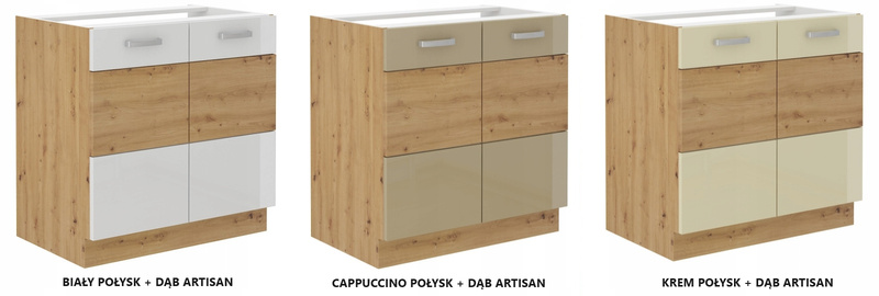 Szafka kuchenna dolna ARTISAN 80 ZL 2F BB CAPPUCCINO POŁYSK / DĄB ARTISAN