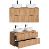 Meble łazienkowe ADEL OAK 120, Zestaw z umywalkami nablatowymi, Lustro LED