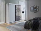 Szafa przesuwna OSLO II 120cm, Szafa z Lustrem Biały / Czarny