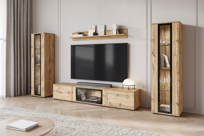 Meblościanka CARO Zestaw mebli, salon Dąb Wotan