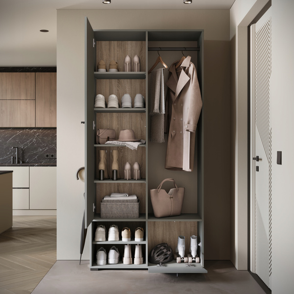 Garderoba DINO, lustro, wieszak SZARY PALLAD