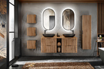 Meble łazienkowe XILO 120-2, Umywalka, 2xLustro LED, 2xSyfon, Wotan/Szary
