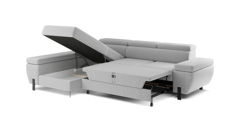 Narożnik z funkcją spania MOLINA S 277cm, Zagłówki, Pojemnik, Sprężyny